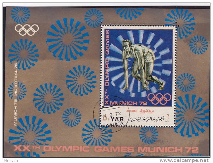YAR  1971 Jeux Olympiques De Munich  Bloc Coureur Au Départ  Michel Bloc 175  Oblitéré - Yémen