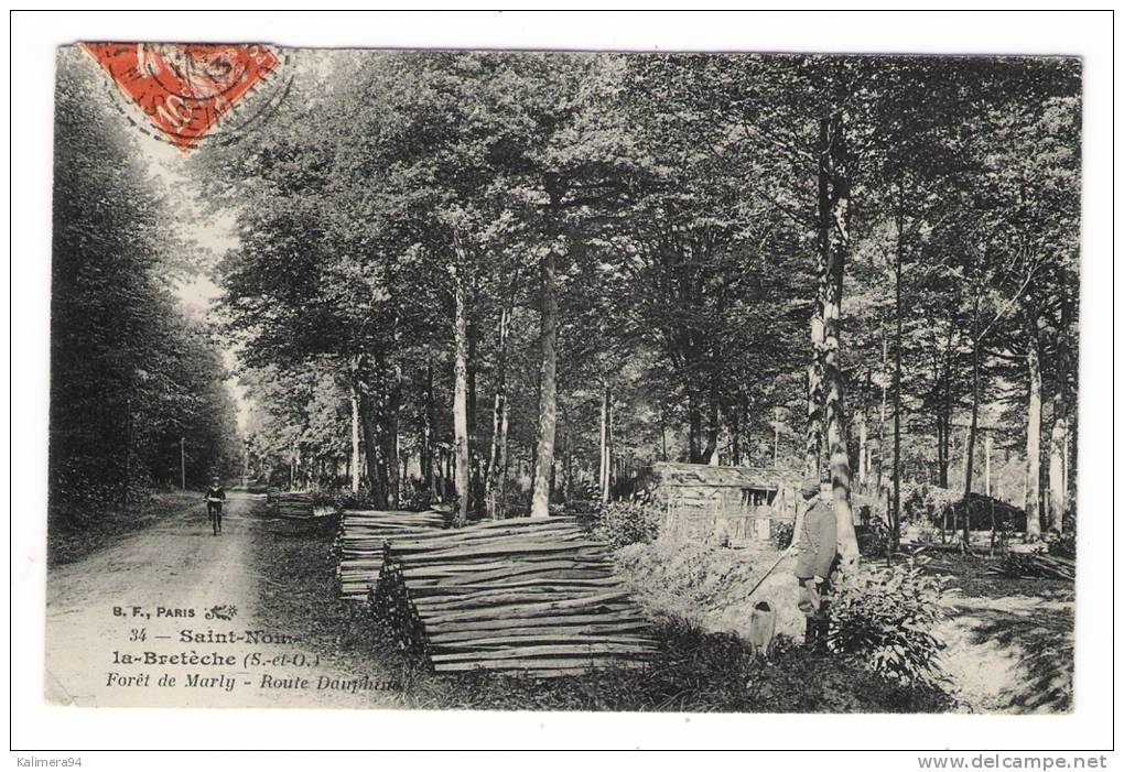 YVELINES  /  SAINT-NOM-la-BRETÊCHE  /  FORÊT  DE  MARLY  /  ROUTE  DAUPHINE ( Garde-chasse + Chien + Hutte Charbonnier ) - St. Nom La Breteche