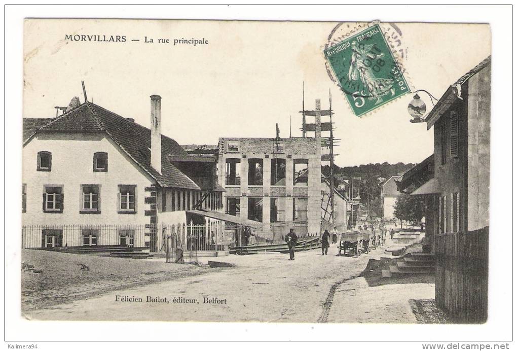 TERRITOIRE  DE  BELFORT  /  MORVILLARS  /  LA  RUE  PRINCIPALE  ( Attelages Et Travaux ) /  Edit.  Félicien  BAILOT - Other & Unclassified