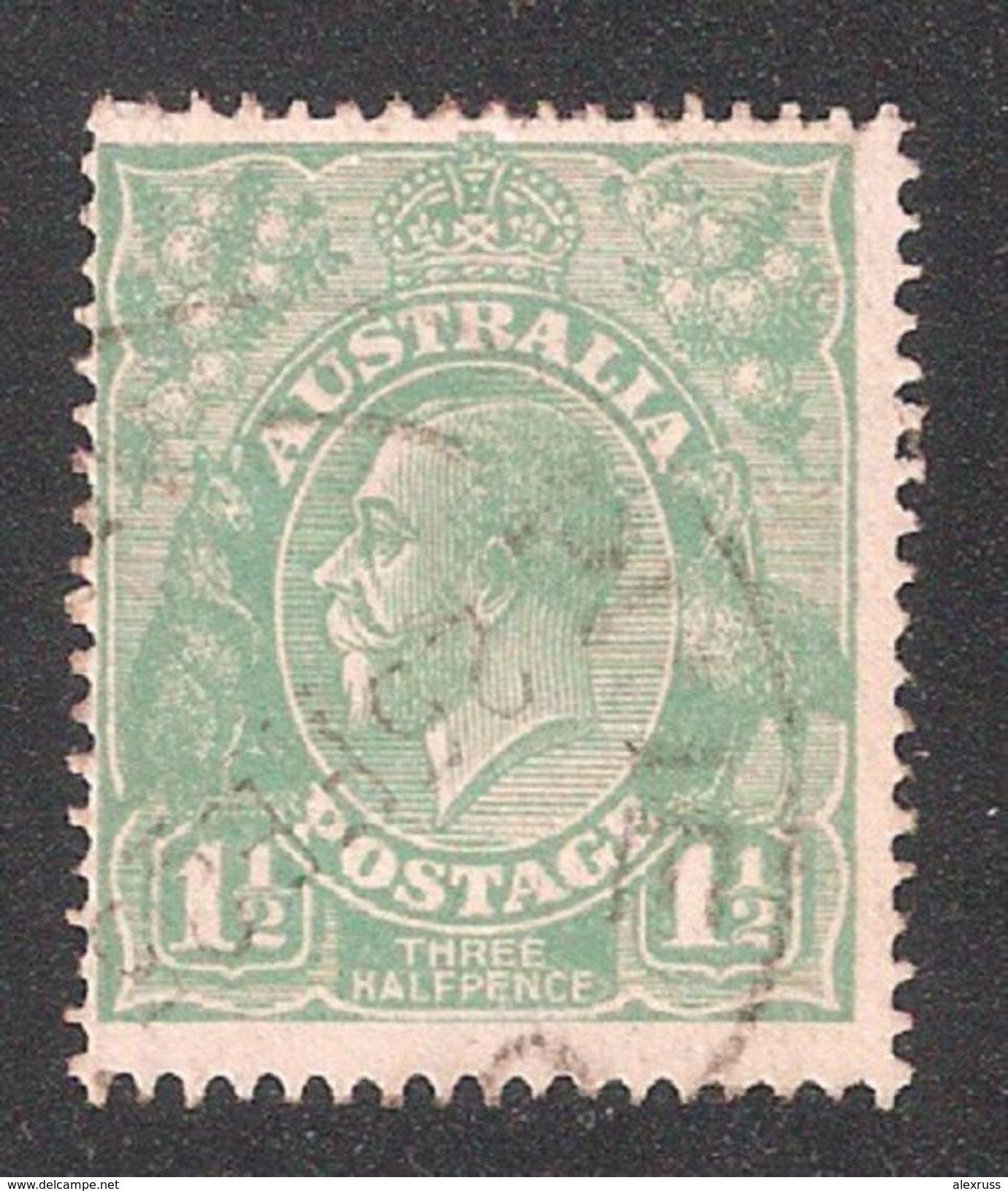 Australia 1923 KG V, 1 1/2p, Perf 14 ,Wmk 9, Scott # 25, VF Used - Oblitérés