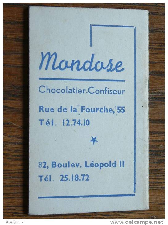 1950 Mondose Chocolatier-Confiseur Bruxelles ( 50 X 80 Mm. - For Details See Photo ) !! - Small : 1941-60