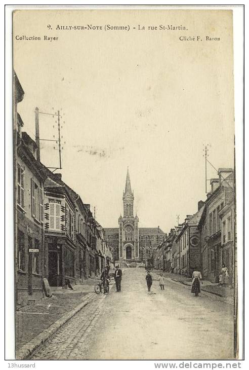 Carte Postale Ancienne Ailly Sur Noye - La Rue Saint Martin - Ailly Sur Noye