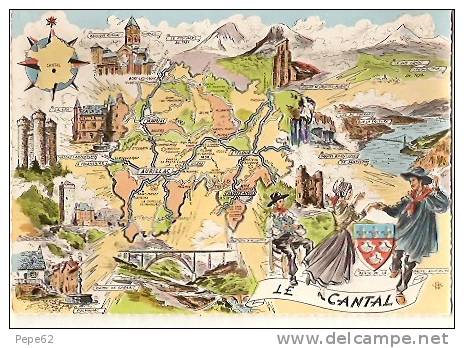 Cantal-le Cantal--carte Géographique-homualk--cpm - Homualk