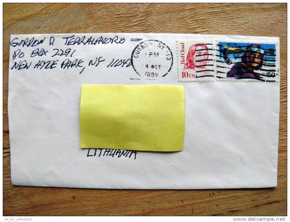 Cover Sent From USA To Lithuania,  1995, Quimby Pioneer Pilot Plane Aviation Avion - Covers & Documents