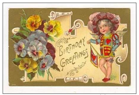 B-Day Greetings,Cherub Jester,Pansy Bouquet,00-10s - Altri & Non Classificati