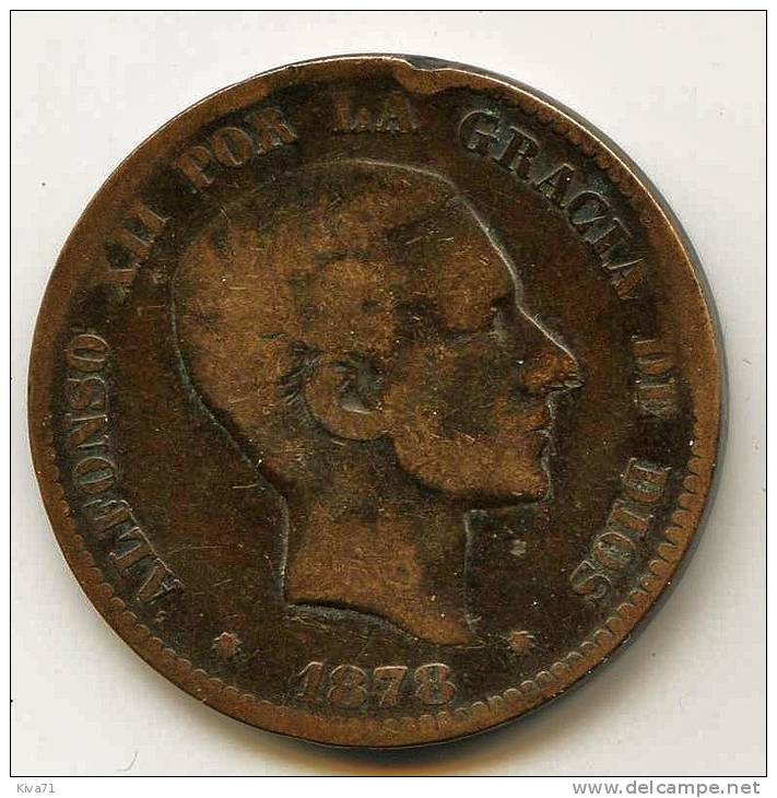 10 Centimos "ESPAGNE"  1878 TTB /VF - First Minting
