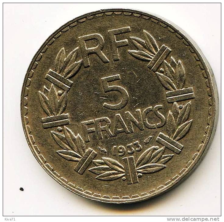 5 Francs   1933 Nickel - 5 Francs