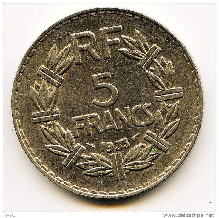 5 Francs   1933 Nickel - 5 Francs