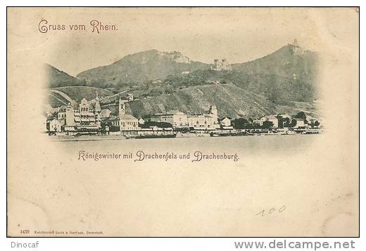 GRUSS Vom RHEIN / Konigswinter Mit Drachenfels Und Drachenburg Rond 1900 - Koenigswinter