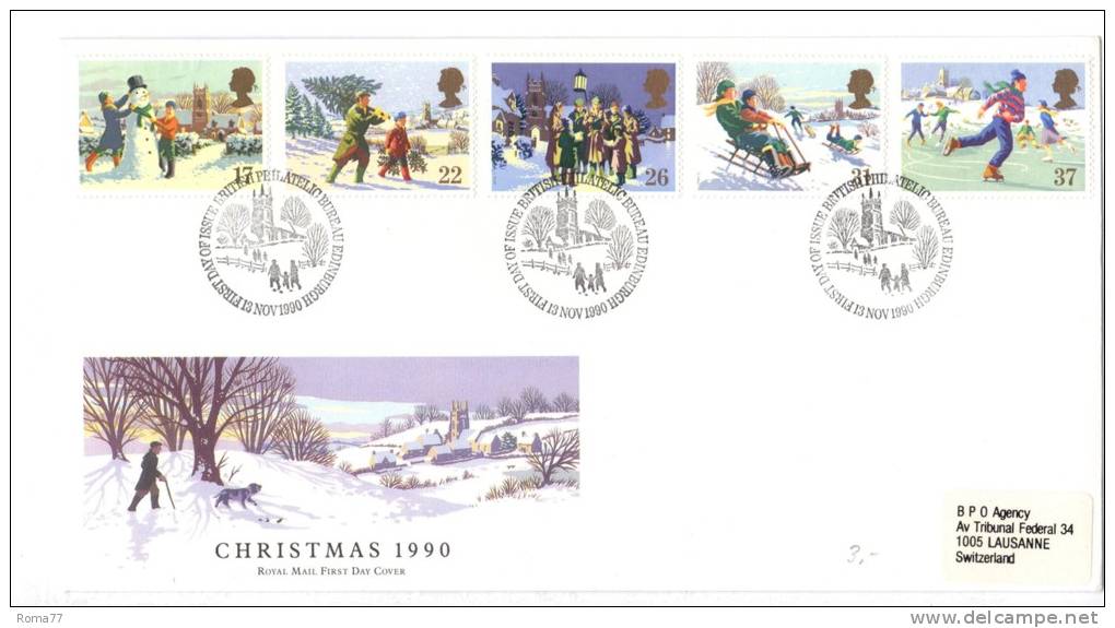 VER1588 - GRAN BRETAGNA 1990 , La Serie N. 1493/1497 Su FDC. Christmas - 1981-1990 Decimal Issues