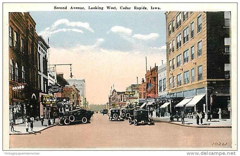 180346-Iowa, Cedar Rapids, Second Avenue, Looking West, Baylis PC Co No 10261 - Cedar Rapids