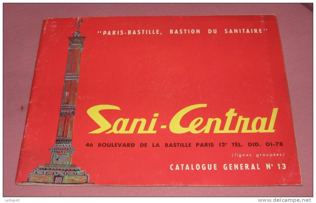 1 Catalogue  SANI-CENTRAL PARIS 12è Boulevard De La Bastille - Baignoire Lavabo - Advertising