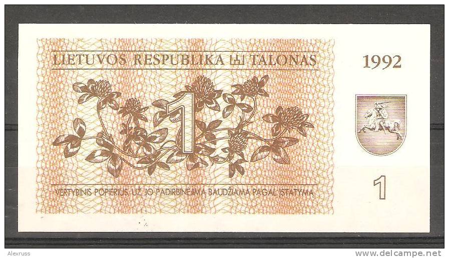 Lithuania 1992,1 Talonas Birds On Money Banknote XF Crisp UNC ,# 39 - Lituania