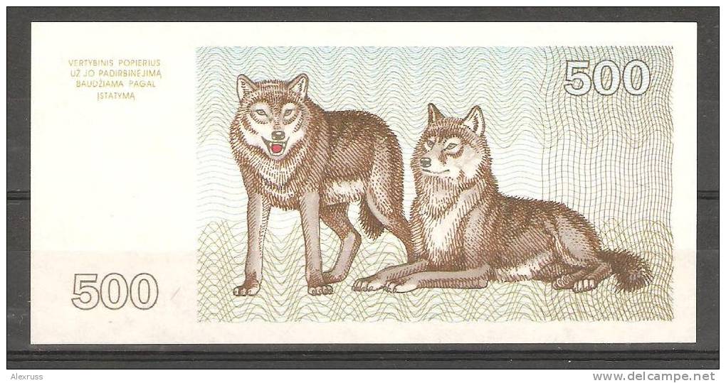 Lithuania 1993,500 Talonas,Animals On Money,Wolfs,XF Crisp UNC ,P 46 - Lithuania