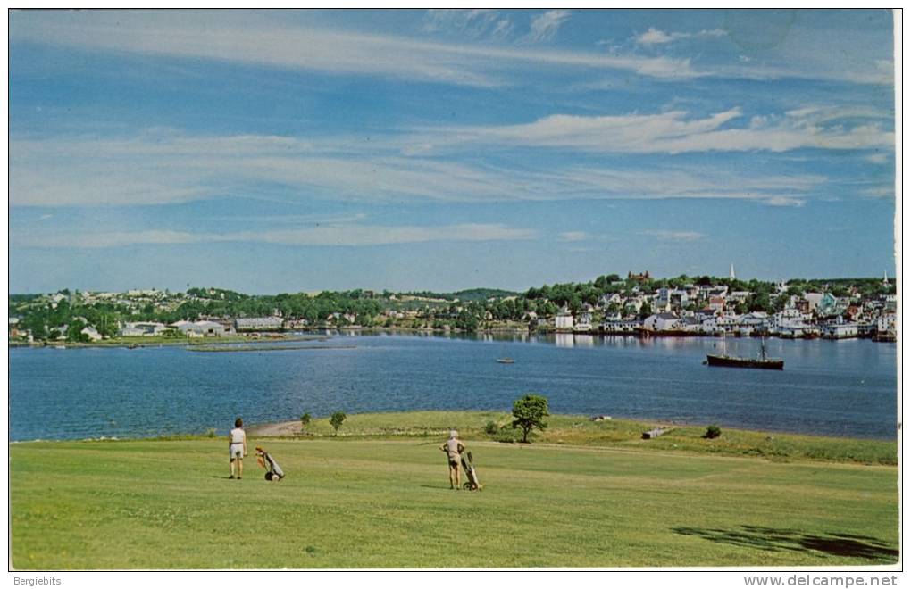 1967 Canada Colour Picture Postcard Of Lunenburg And Golf Course NS, Proper Franking - Other & Unclassified