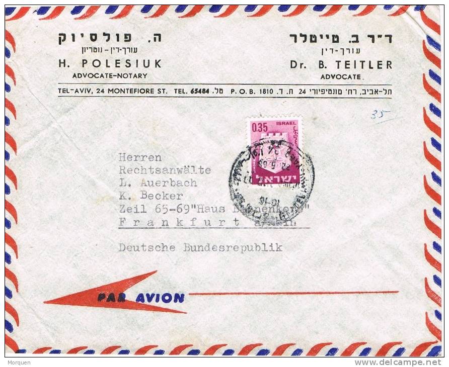 1660. Carta Aerea TEL AVIV (Israel) 1969 A Alemania - Storia Postale