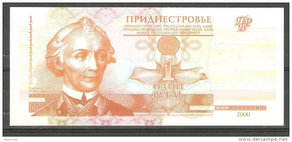 Transnistria PMR 2000,1 Ruble,A.Suvorov,XF Crisp UNC - Moldawien (Moldau)