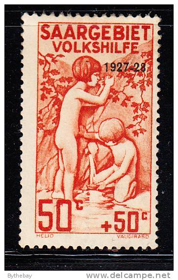 Saar MH Scott #B7 50c + 50c Children At Spring 1927-28 Overprint - Ungebraucht