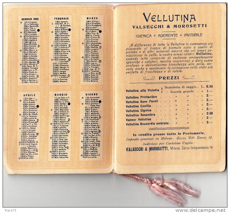 MILANO 1905 - Valsecchi E Morosetti -  VITA MEDIOEVALE /  Almanacco Profumato - Small : 1901-20