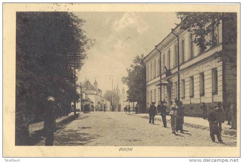 PINSK Belarus Belebt Straße Feldpost Kommandantur Der Stadt 23.9.1916 Gelaufen Als Feldpost Russia - Wit-Rusland