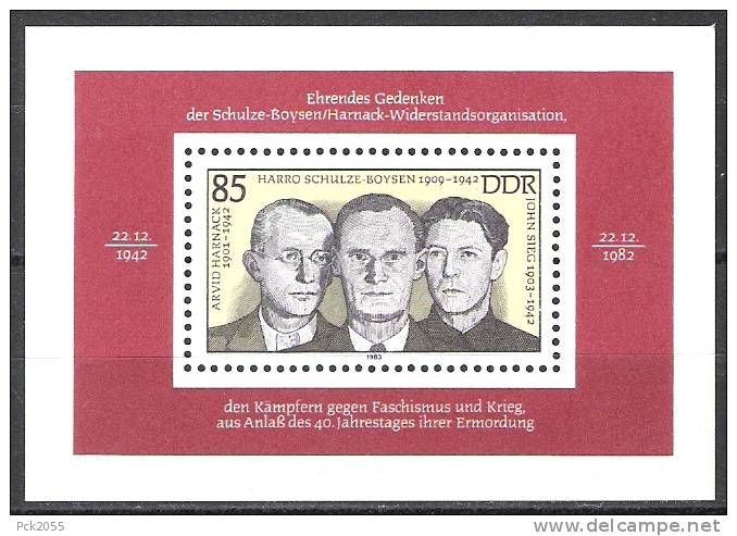 DDR 1983 MiNr.2782 Block 70 ** Postfr Widerstandsorganisation ( 848 )NP - 1981-1990