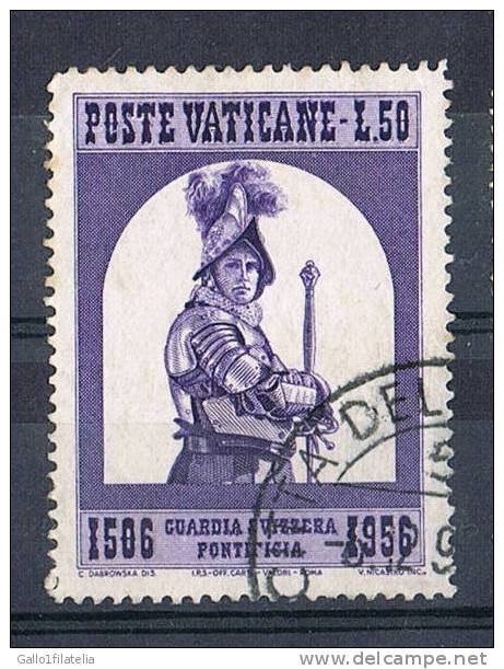 1956 - VATICANO - GUARDIA SVIZZERA LIRE 50 - USATO. - Used Stamps