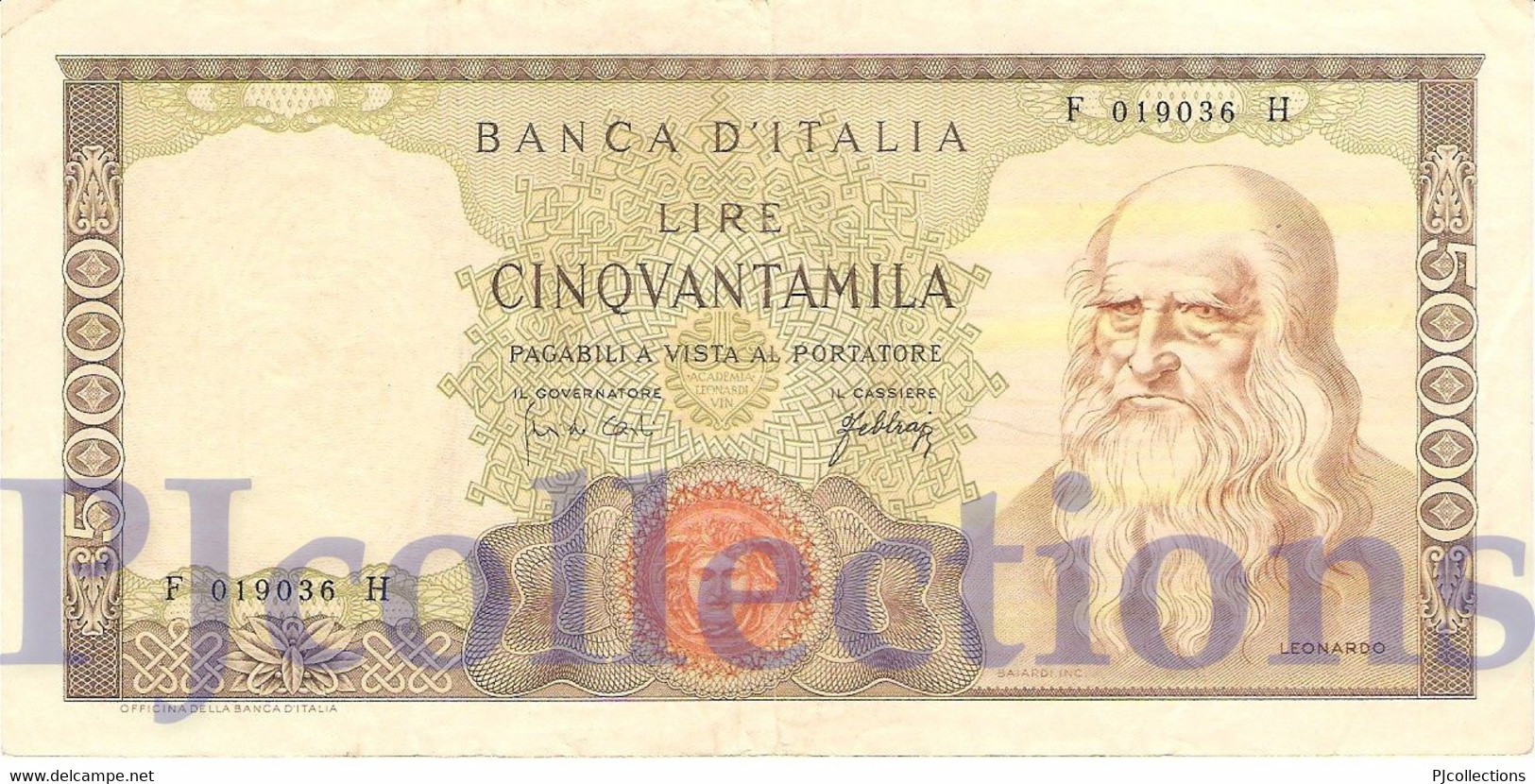 ITALY 50000 LIRE 1967 PICK 99a VF+ - 50000 Liras