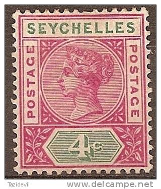 SEYCHELLES - 1890 4c Queen Victoria. Scott 4. Mint Hinged * - Seychelles (...-1976)