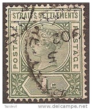 STRAITS SETTLEMENTS - 1892 1c Queen Victoria. Scott 83. Used - Straits Settlements