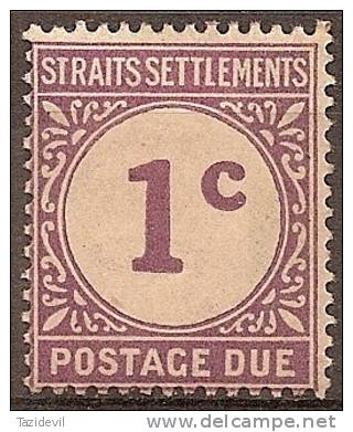 STRAITS SETTLEMENTS - 1924 1c Postage Due. Scott J1. Mint Hinged * - Straits Settlements