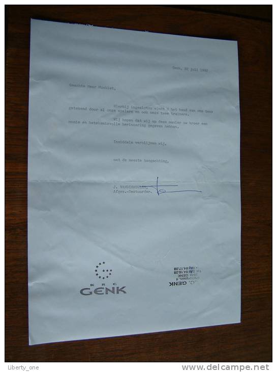 K.R.C. GENK - ( J. VANDERMEULEN ) - 1992 ! - Autographes