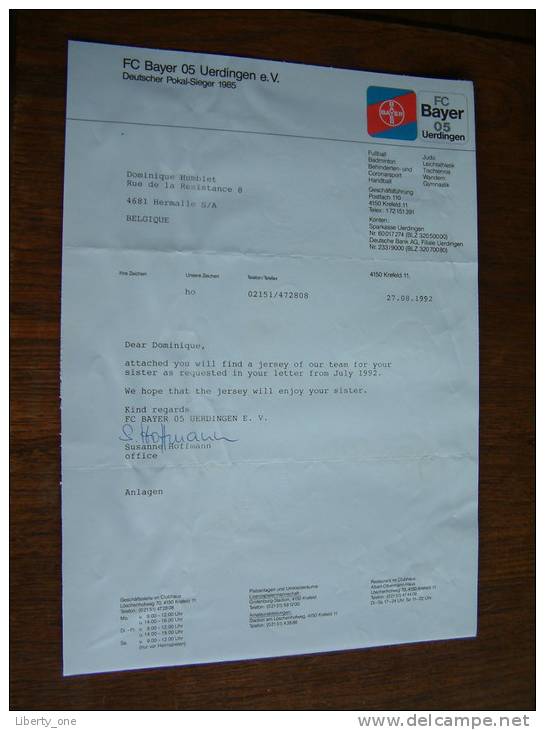 FC BAYER 05 UERDINGEN E.V. ( SUSANNE HOFFMANN ) - 1992 ! - Autographes