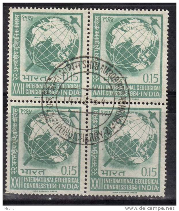 Used Block Of 4, Geological Congress, India 1974 - Blocchi & Foglietti