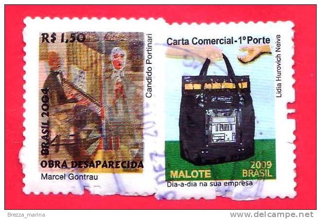 BRASILE - 2009 + 2004 - USATO - Malote + Obra - 1.50 + 1 Porte - Used Stamps