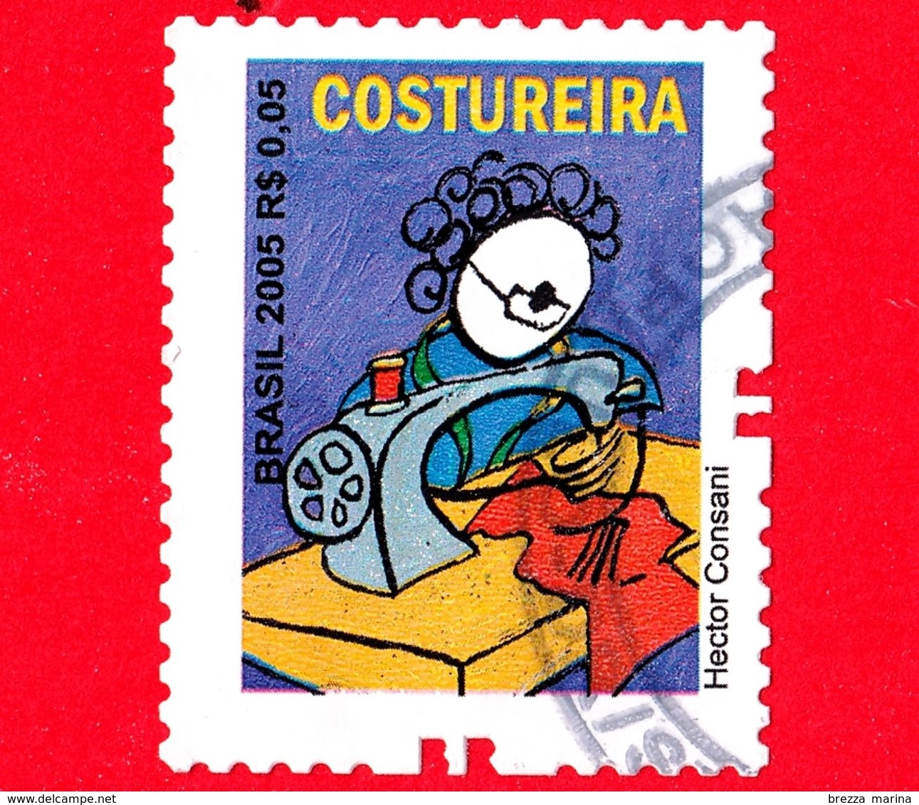 BRASILE - Usato - 2005 - Professioni - Sarta - Costureira - Seamstress - 0.05 - Used Stamps