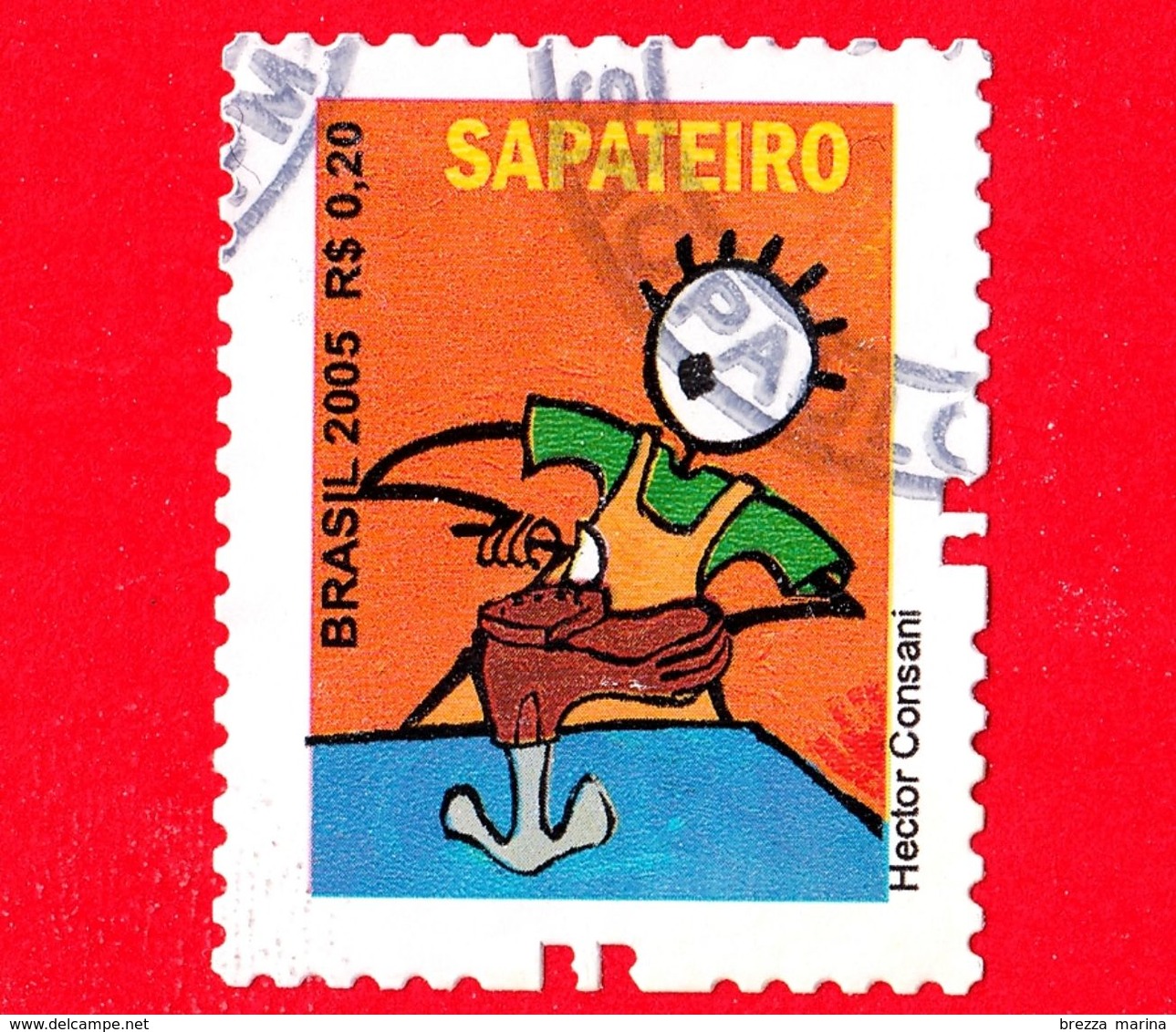 BRASILE - Usato - 2005 - Serie Professioni - Calzolaio - Sapateiro - 0.20 - Used Stamps