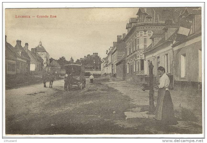 Carte Postale Ancienne Lucheux - Grande Rue - Lucheux