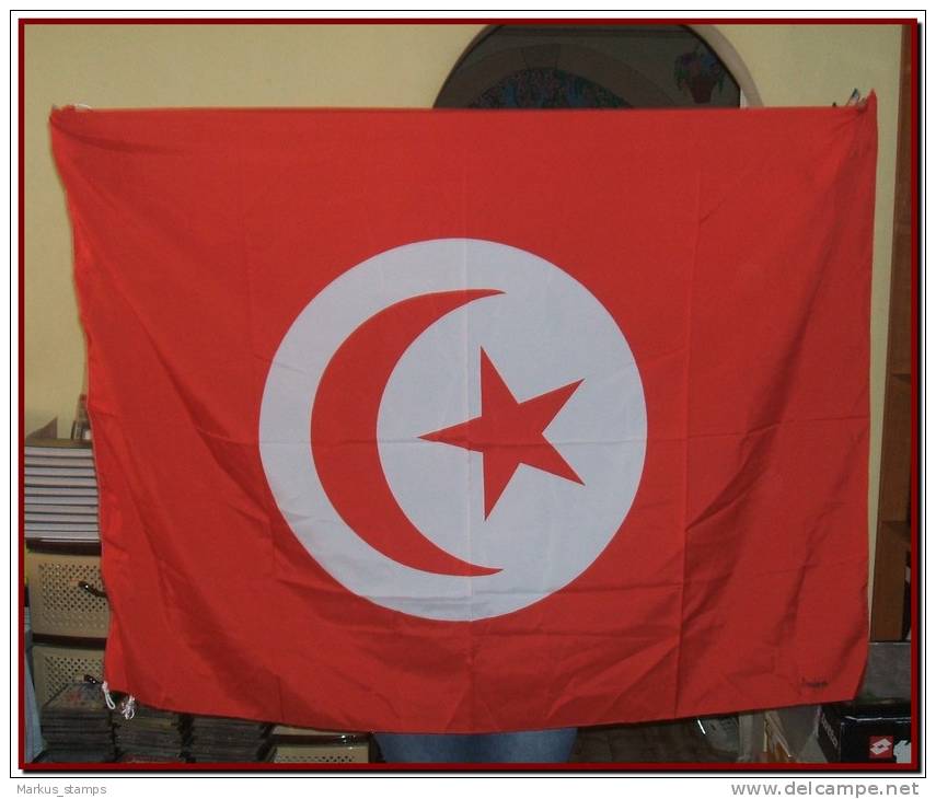 Tunisia / Tunisie - Tunisian Silk Flag 130cm X 97cm / 51"x38" - Drapeaux