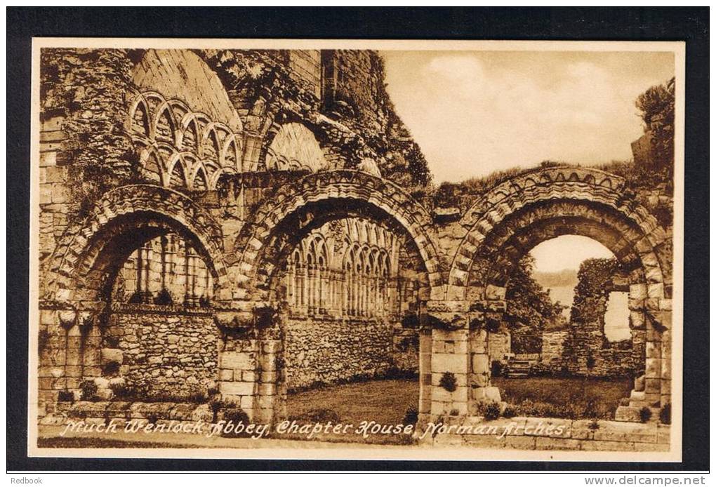 RB 858 - Postcard Much Wenlock Abbey Chapter House &amp; Norman Arches Shropshire - Shropshire