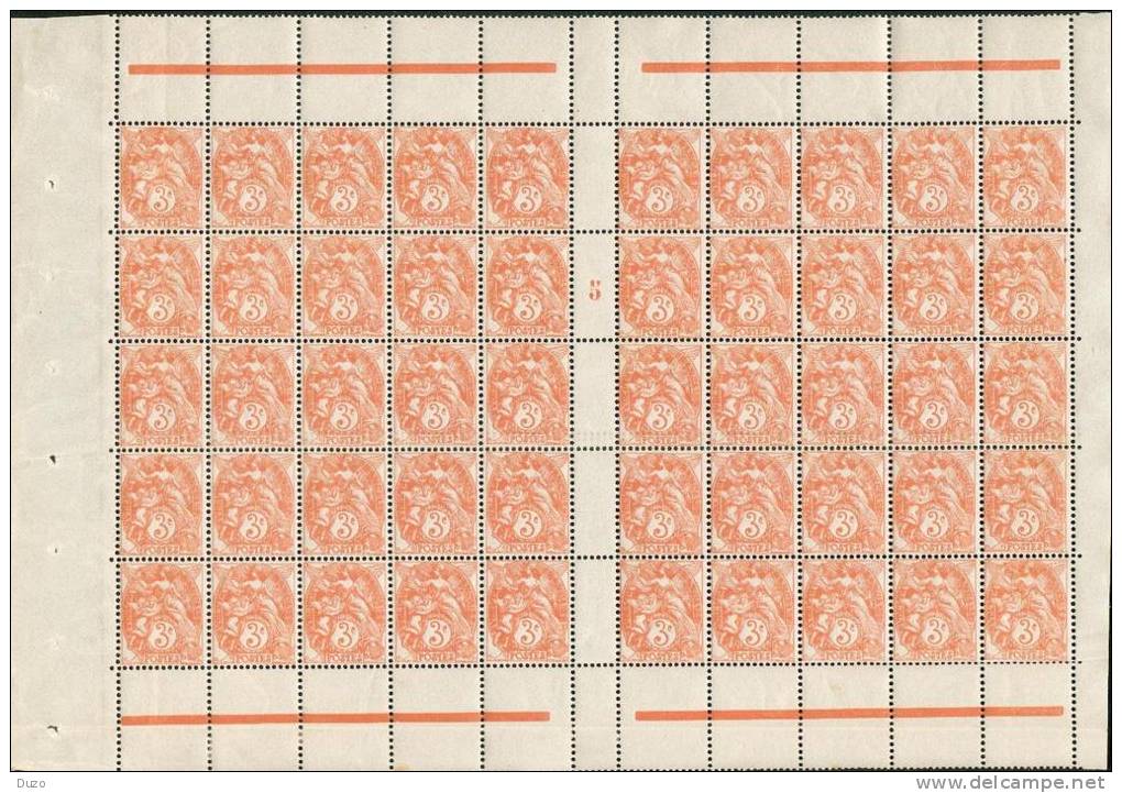 France 1920 / 24 - Superbe Bloc De 50 Valeurs Avec Millésime 5  Type Blanc - N° 109 ** Neuf Luxe - Unused Stamps