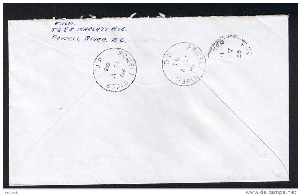 RB 859 - Canada 1963 Registered Cover Powell River B.C. 25c Rate To Vancouver - Brieven En Documenten