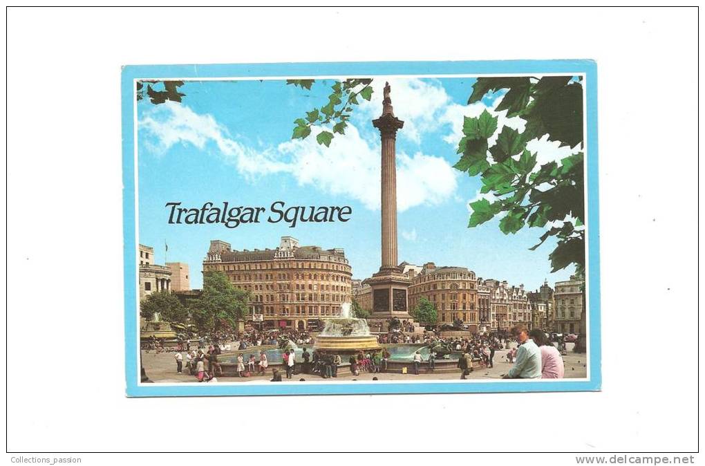 CP, Angleterre, Londres, Trafalgar Square, 1986, Voyagée - Trafalgar Square