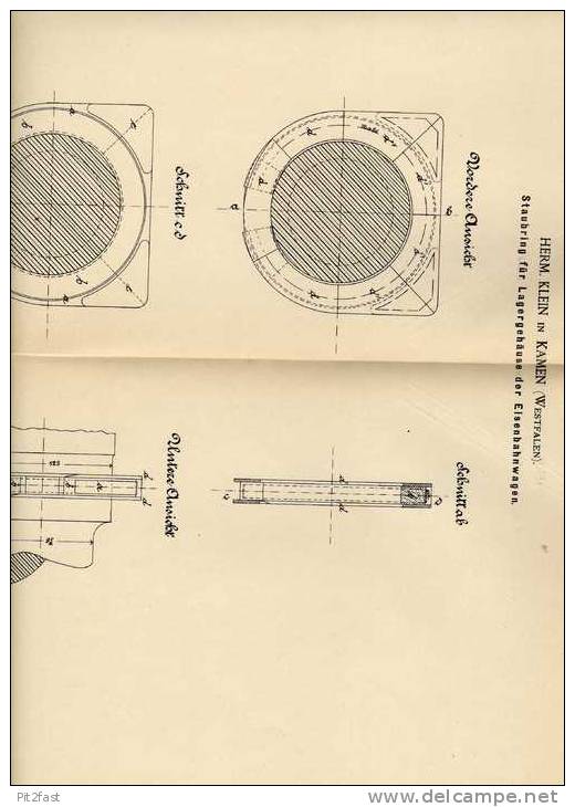 Original Patentschrift - H. Klein In Kamen , 1887 , Lagerung Für Eisenbahn !!! - Kamen