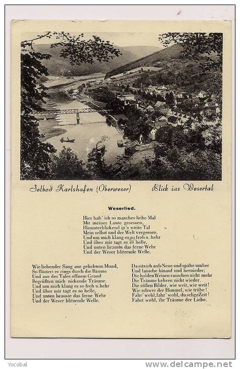 ### CP, Allemagne, Hesse, Bad Karlhafen , Solbad Karlshafen Blick Ins Wesertal Weserlied - Bad Karlshafen