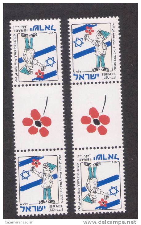 Israel 1451 "50 Jahre Israel", 2 Verschiedene Kehrdrucke (KZ) Postfrisch - Ungebraucht (mit Tabs)