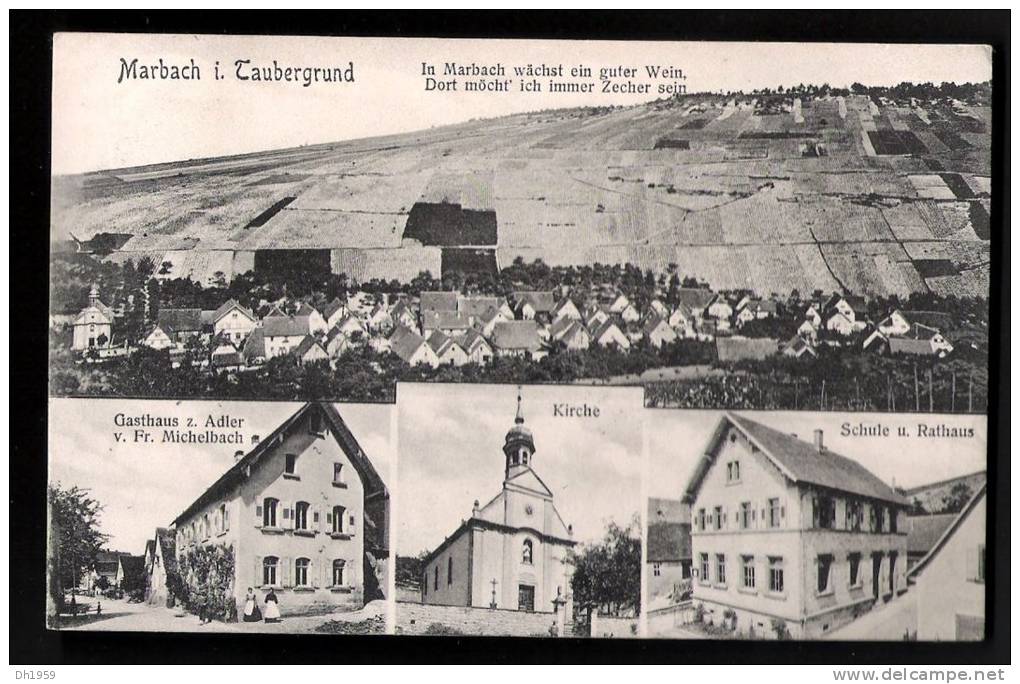 MARBACH I. TAUBERGRUND  GASTHAUS ADLER MICHELBACH SCHULE RATHAUS Nach GEROLDSAU B. BADEN-BADEN - Marbach