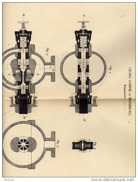 Original Patentschrift - G. Goepel In Merseburg , 1887 , Regulator  !!! - Machines