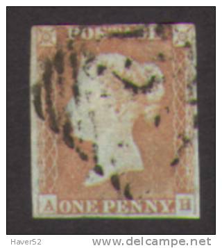 1d Imperforated - GB Plate 123 Used In Ireland - ARMAGH - 4 Margins !! - Prefilatelia