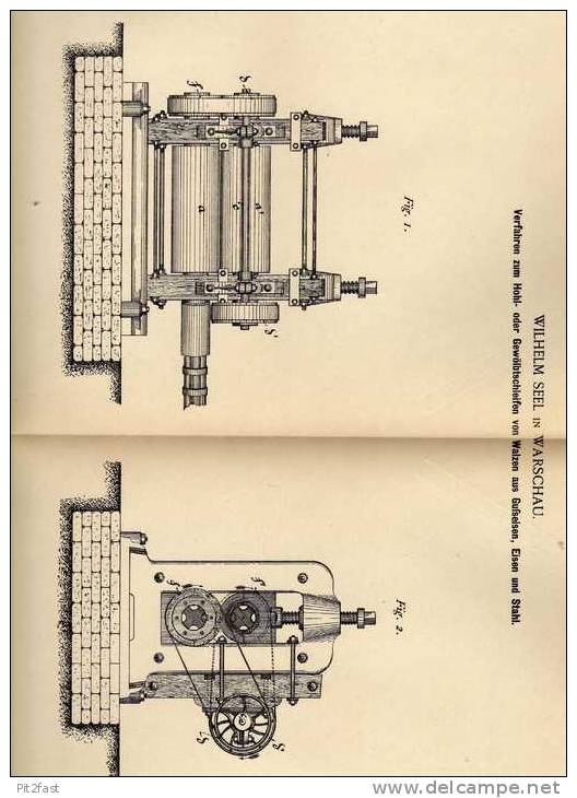 Original Patentschrift - Maschine Zum Schleifen Von Gußeisen , 1887 , W. Seel In Warschau !!! - Tools