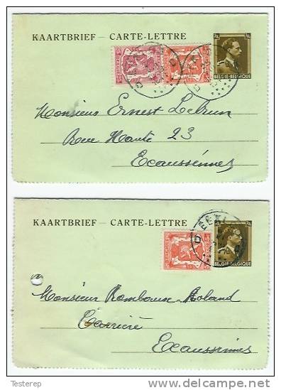 2 KAARTBRIEF - CARTE LETTRE  EEKLO 1941 Naar Ecaussines ( 1 Met Klasseerg) - Cartes-lettres